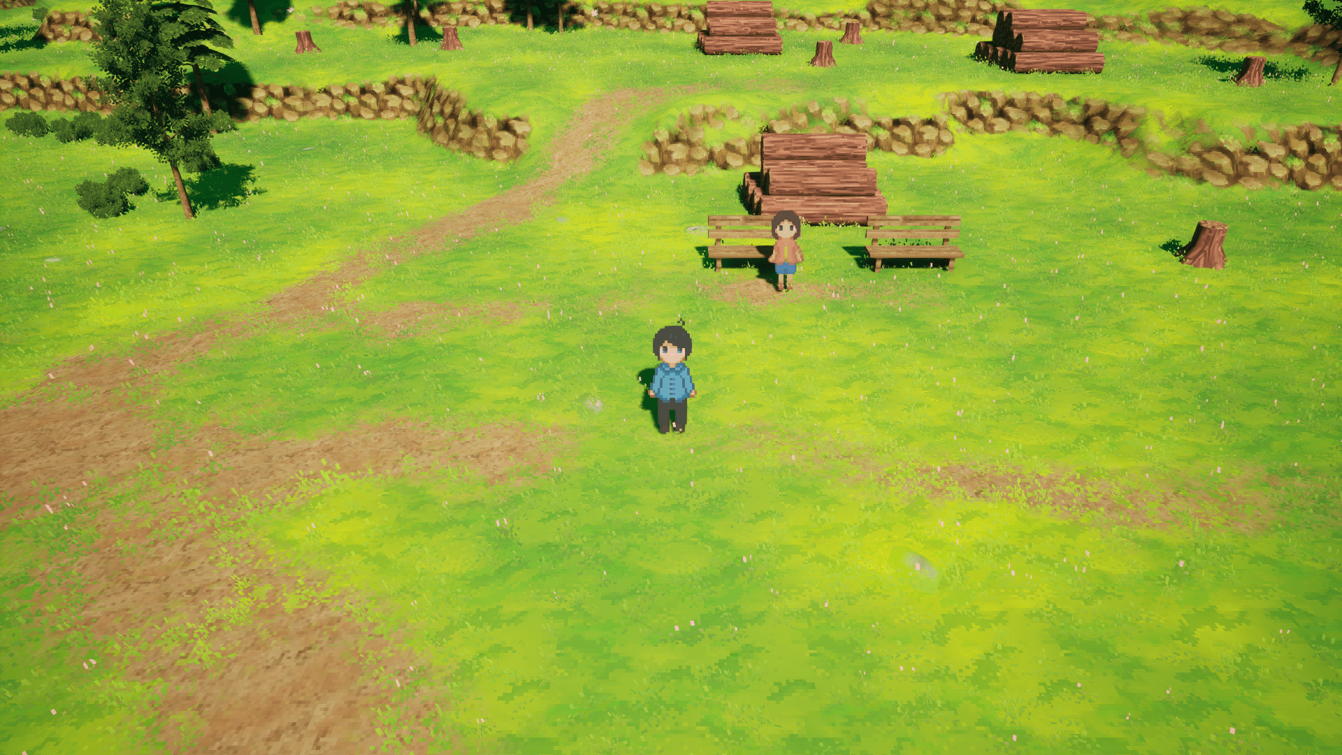 Characters gathered around a campfire at night